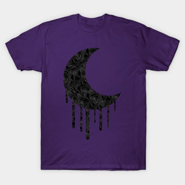 Black Rose Moon (purple) T-Shirt by Not Meow Designs 